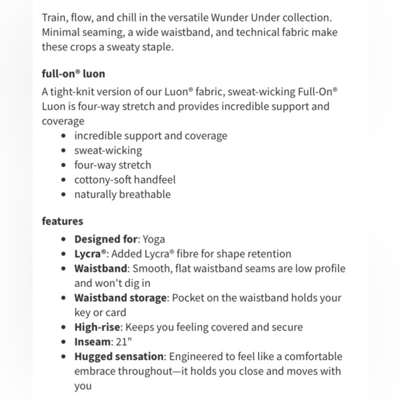 lululemon athletica Wunder Under Crop Leggings size 6 - Picture 3 of 9